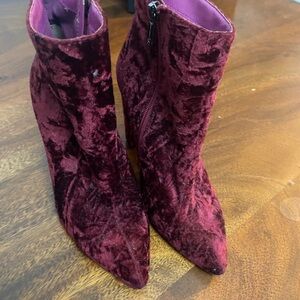 Jessica Simpson Velvet Heeled Boots in Deep Wine